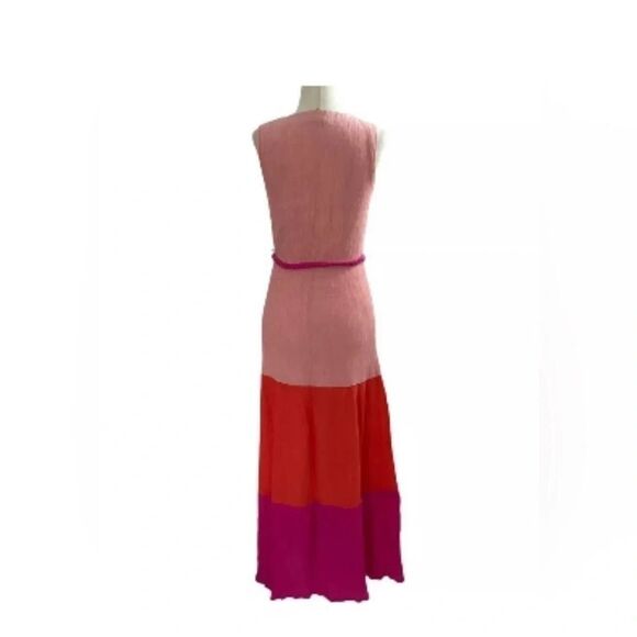 Flying Tomato Women medium Maxi Dress
Color Blocked pink red tall v-neck tie - Picture 4 of 11